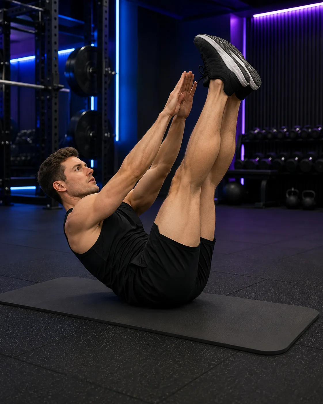 Toe Touch Crunch hareketinin stüdyo hero görseli